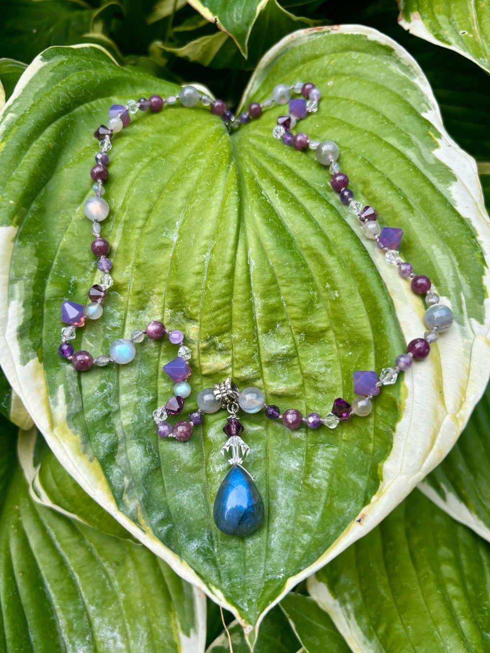 Labradorite and Swarovski crystal necklace.